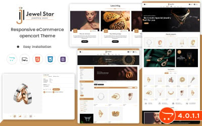 Jewel Star - Çevrimiçi Takı Satış Mağazası için Opencart Şablonu