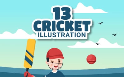 13 ilustración de deporte de críquet