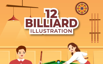 12 ilustracji do gry w bilard