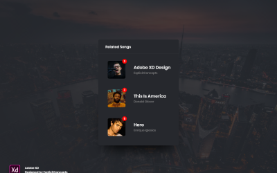 Related Songs Widget Hero Header Landing Page Adobe XD Template Vol 039