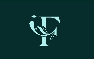Elegante logotipo de belleza floral Royal Logo F