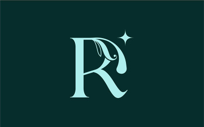 Elegante logotipo de belleza floral Royal Logo R