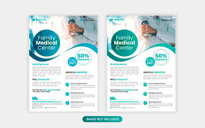 Folheto médico Modelo de design Folheto de assistência médica e médica