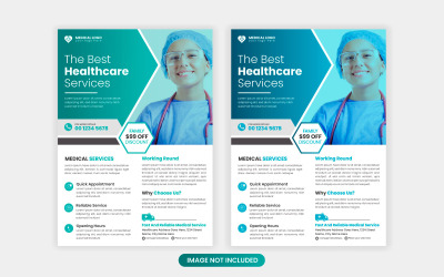 Medische flayer ontwerpsjabloon Gezondheidszorg en medische apotheek flyer vector idee