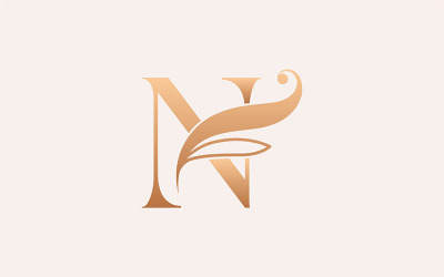 Modelo de logotipo de beleza de massagem natural letra N
