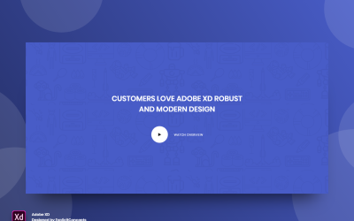 Página de destino del encabezado principal de la sección de video Adobe XD Template Vol 064