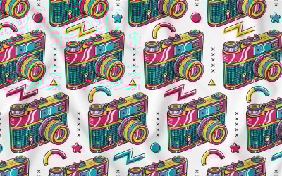 Cámara (90&amp;#39;s Vibe) Vector de patrones sin fisuras