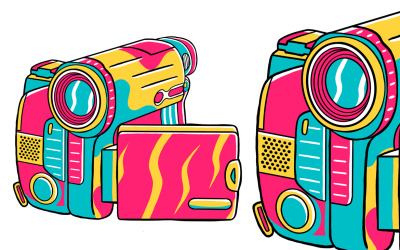 Cyfrowa kamera Handycam (lata 90-te) ilustracji wektorowych