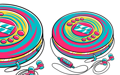 Disc Portable Player (90&#039;s Vibe) Vector Illustration