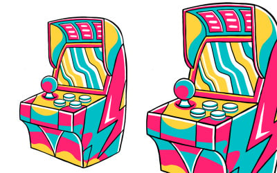 Juego Arcade Machine (90&amp;#39;s Vibe) Vector Ilustración