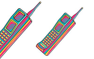 Handphone (ambiente de los 90) ilustración vectorial