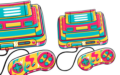 Konsola Nintendo Classic (lata 90-te) Ilustracja wektorowa