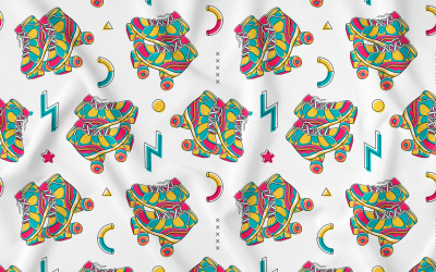 Pattini a rotelle (90&amp;#39;s Vibe) Seamless Pattern vettore
