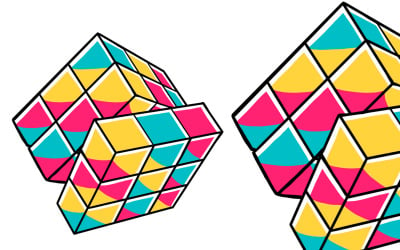 Puzzle Cube (90&#039;s Vibe) Vector Illustration