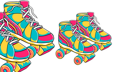 Ilustración de vectores de patines (ambiente de los 90)