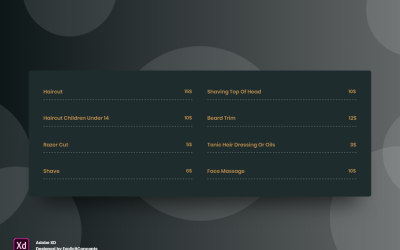 Barber Pricing Table Hero Header Landing Page Modèle Adobe XD Vol 069