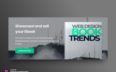 Cselekvésre ösztönző hős fejlécének nyitóoldala Adobe XD Template Vol 078