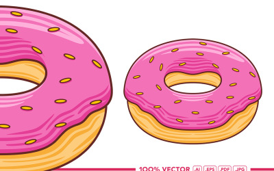 Donut Vector in Flat Design Style