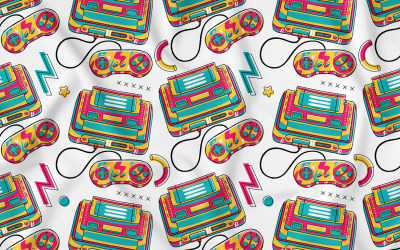 Game Classic Console (90&#039;s Vibe) Seamless Pattern Vector