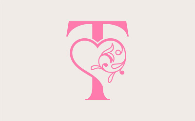 Srdce Rose Gold Beauty Letter T