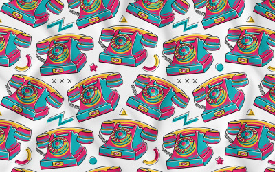 Telefon (90-es évek hangulata) Seamless Pattern Vector