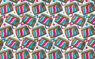 Télévision (90&amp;#39;s Vibe) Seamless Pattern Vector