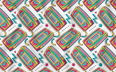 Videokazettás szalag (90-es évek hangulata) Seamless Pattern Vector