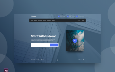 Hero Header-bestemmingspagina Adobe XD-sjabloon Vol 143