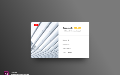Página de inicio de encabezado de héroe de unidades inmobiliarias Adobe XD Template Vol 113