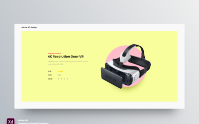 Pagina di destinazione dell&amp;#39;intestazione dell&amp;#39;eroe del prodotto VR Adobe XD Template Vol 115