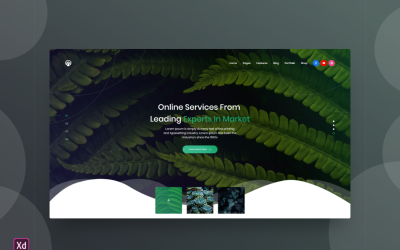 Plantilla de Adobe XD para página de inicio de encabezado de héroe, vol. 121