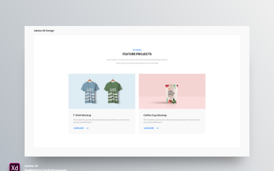 Proyectos destacados Encabezado principal Página de destino Adobe XD Template Vol 118