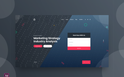 英雄标题着陆页 Adobe XD 模板第 137 卷