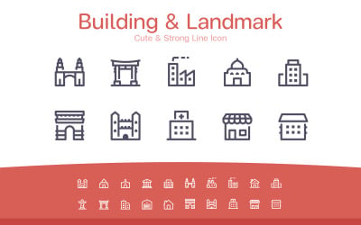 Building &amp;amp; Landmark Cute Line icon
