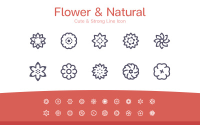 Flower &amp;amp; Natural Cute Line icon