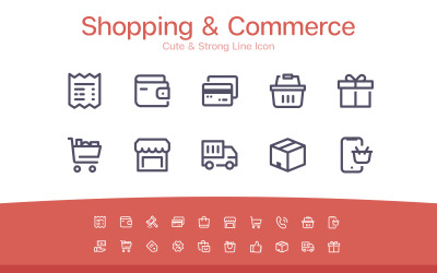 Icono de línea linda de compras y comercio