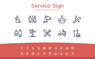 Szolgáltatás és aláírás aranyos vonal ikonra
