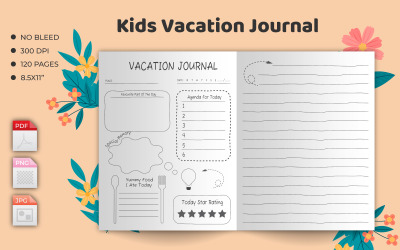 Diário de férias para crianças e planejador de viagens