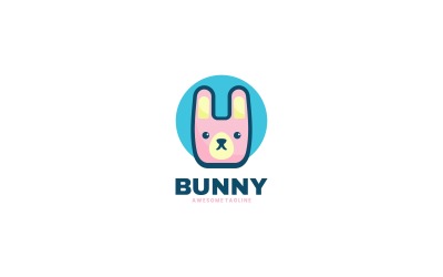 Estilo de logotipo de mascote simples de coelho