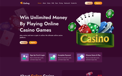Goling - Modèle de page de destination HTML pour casino et jeux de hasard