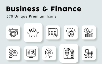 Icônes de contour uniques d&amp;#39;affaires et de finances