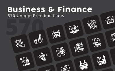 Icônes de glyphes uniques pour les affaires et les finances