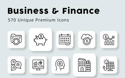 Iconos de esquema único de negocios y finanzas