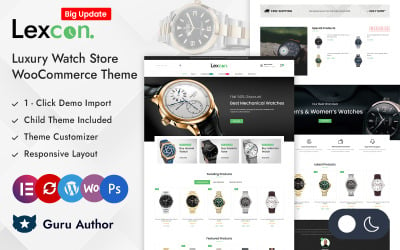Lexcon - Tema responsivo Elementor WooCommerce para tienda de relojes de pulsera