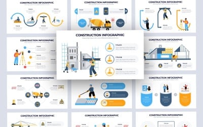 Modèle PowerPoint de construction d&amp;#39;infographie vectorielle