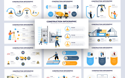 Modelo de palestra de infográfico de vetor de construção