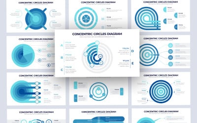 Modelo de PowerPoint de infográfico de círculo concêntrico