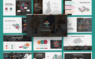 Europe Map Modern Vector Infographic Google Slides Template