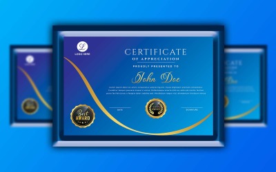 Aparência Profissional Azul Inteligente - Modelo de Certificado