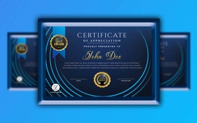 Aspecto elegante profesional de lujo en negro y azul - Plantilla de certificado